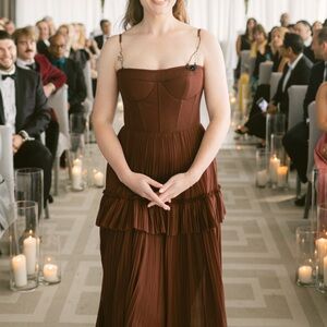 Elegant Brown Tiered Dress